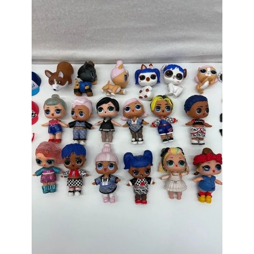 LOL Surprise Doll Figures MGA w/ Clothes Glitter Hair Pets Accessories Lot of 45
